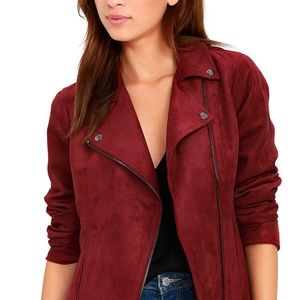 OLIVE & OAK WINE RED SUEDE MOTO JACKET
